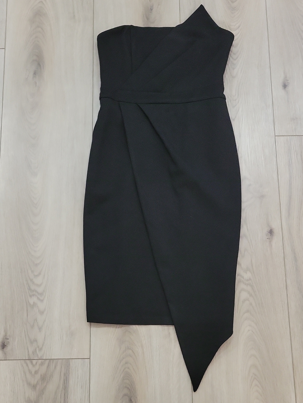 Lulu's Black Strapless Asymmetric Sheath Dress